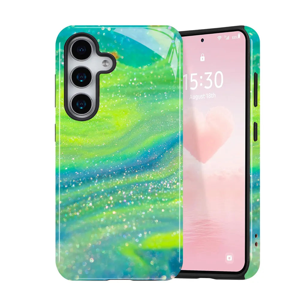 2 in 1 Dual Layer Case For Samsung S26 S23 S24 S25 Plus Ultra A16 A26 A36 A56 5G Fluorescent Green Pattern Shockproof Cover