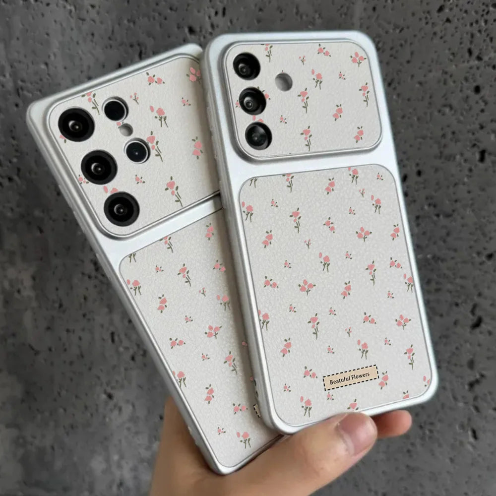 Camera Window Fower Phone Case For Samsung S26 Ultra S24 S25 FE S23 A56 5G A57 A37 A27 A17 A07 A06 A16 A26 A54 A55 Leather Cover