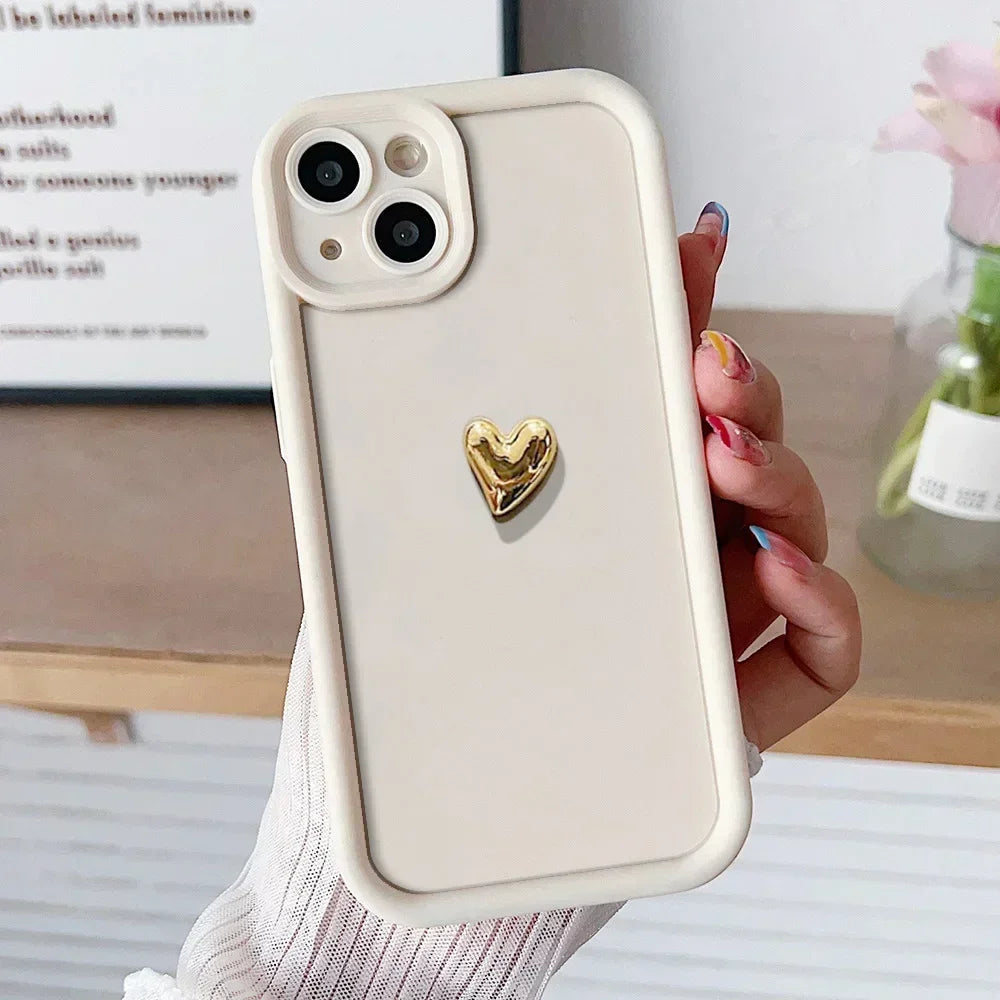 3D Gold Love Heart Lanyard Case for Samsung S25 Plus Ultra S24 FE A16 06 26 36 56 M13 M35 M55 M32 Wrist Chain Strap Phone Cover