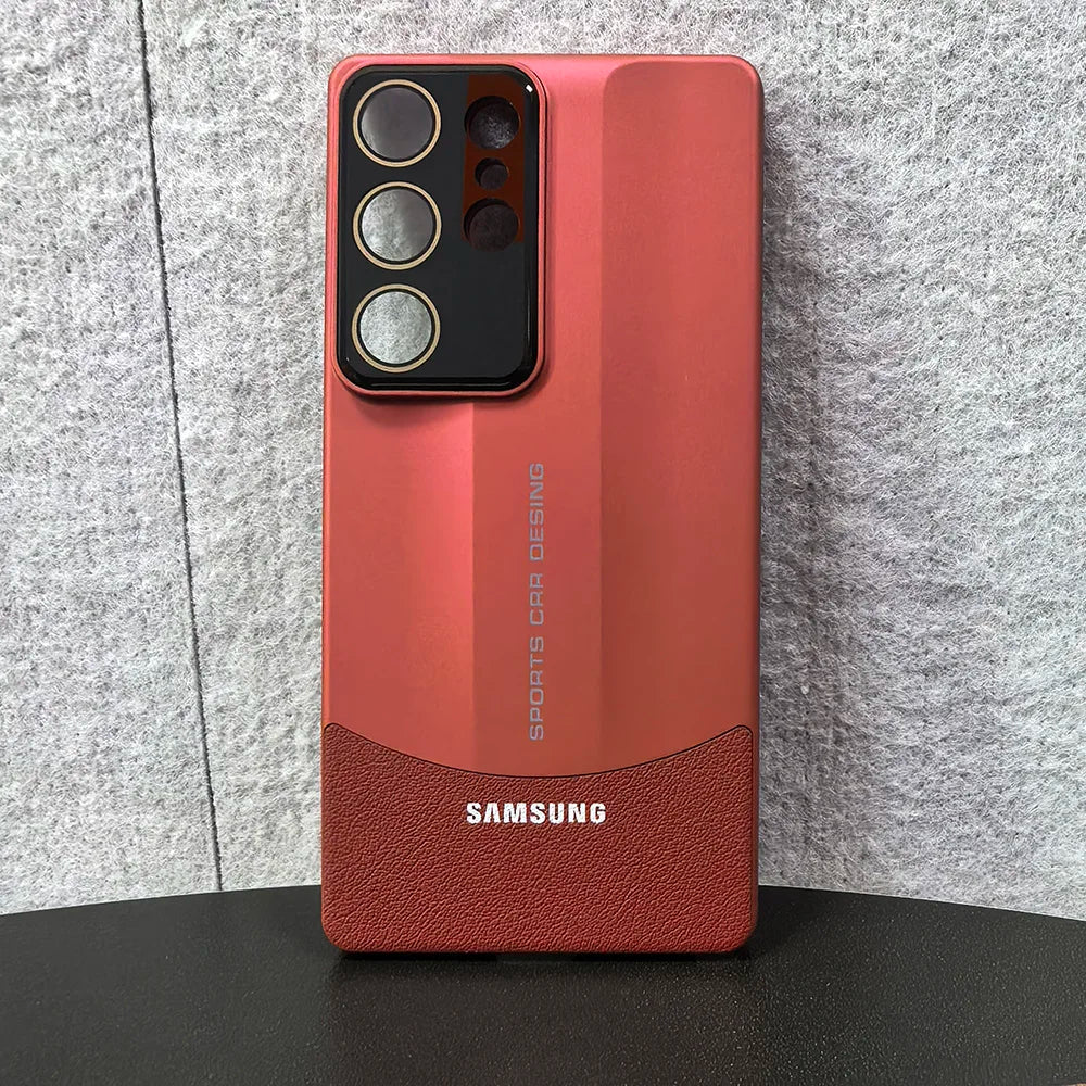 Dual Colors Splicing Case For Samsung Galaxy S23 S24 S25 Ultra Plus Ultra-Thin Hard PC PU Leather Lens Protection Phone Cover