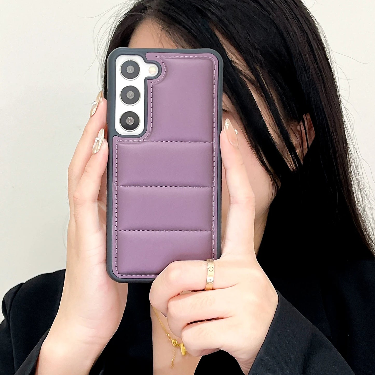 Luxury Soft Down Jacket Liquid Silicone Candy Case For Samsung S25 S24 S23 S22 Ultra Plus Fashion The Puffer Shockproof Cover