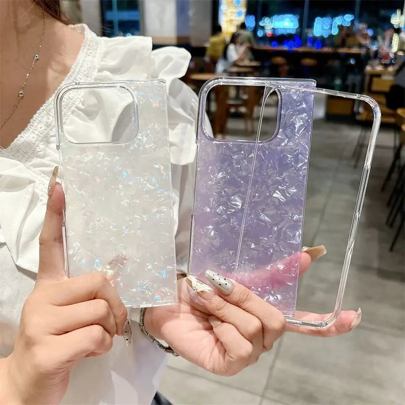 For Google Pixel 10 Pro Fold Case Fashion Flower Print Phone Back Cover Dreamy Pearl Glitter Shockproof Hard Shell
