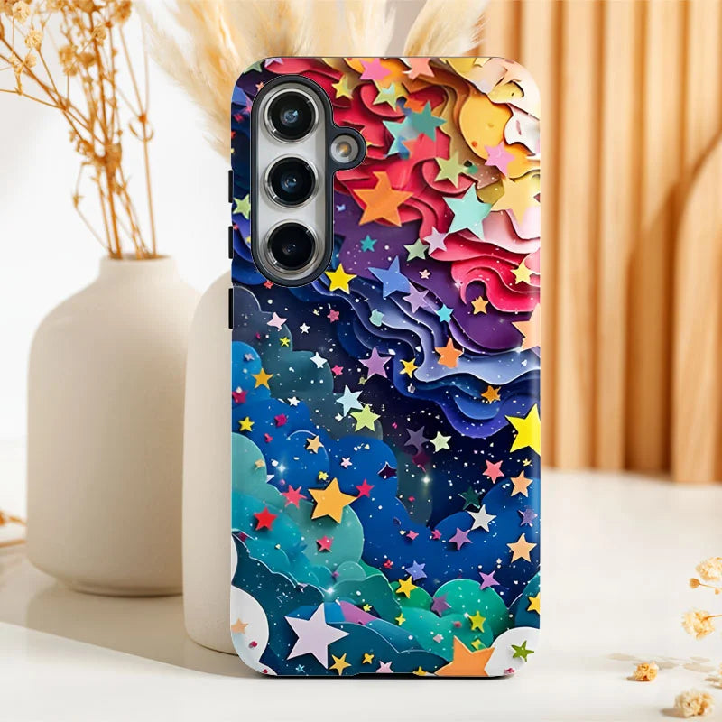 2 IN 1 Film shell Phone Case For Samsung S25 S24 S23 S22 S21 Plus Ultra S25 Edge S20 FE A56 A16 15 26 36 Dreamy Starry Sky Cover