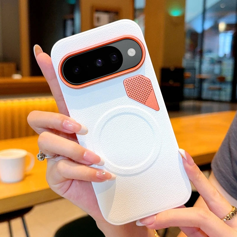 For Google Pixel 10 10 Pro 10 ProXL Large Hole Metal Lens Protective Ring Heat-Dissipating Magnetic Shockproof Phone Case