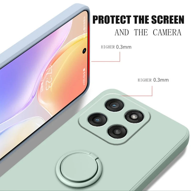 Case for Motorola Edge 60 Fusion Finger Ring Stand Holder Slicone Cover for Edge 60s50Neo Solid Color Lens Protection Soft Funda