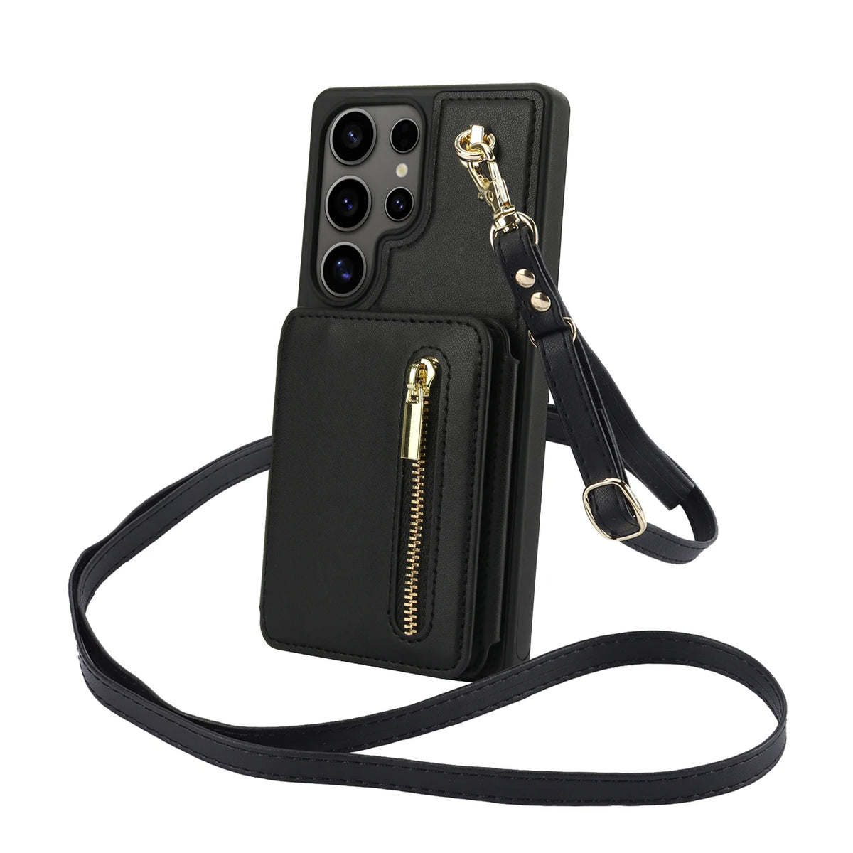 Crossbody Zipper Cards Solt Leather Case For Samsung Galaxy S25 Ultra S24 S23 S22 Plus A16 A26 A36 Kickstand Lanyard Purse Cover