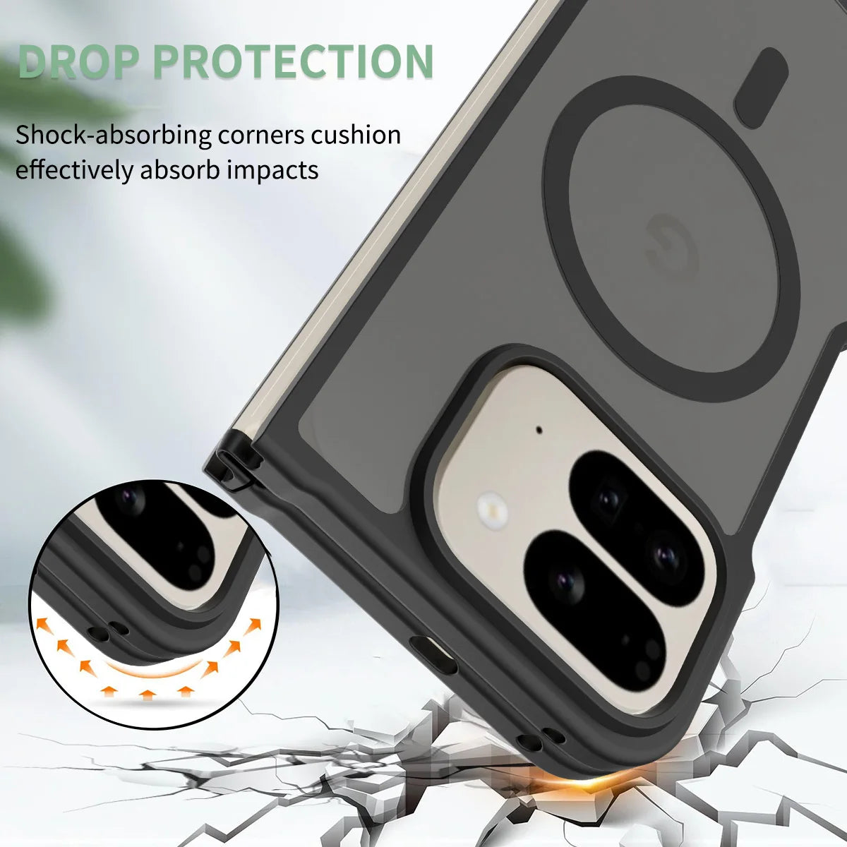 Frosted Matte Translucent Skin Touch Magnetic Wireless Charge Case For Pixel 10 Pro Fold TPU Frame Anti-fall PC Protection Cover