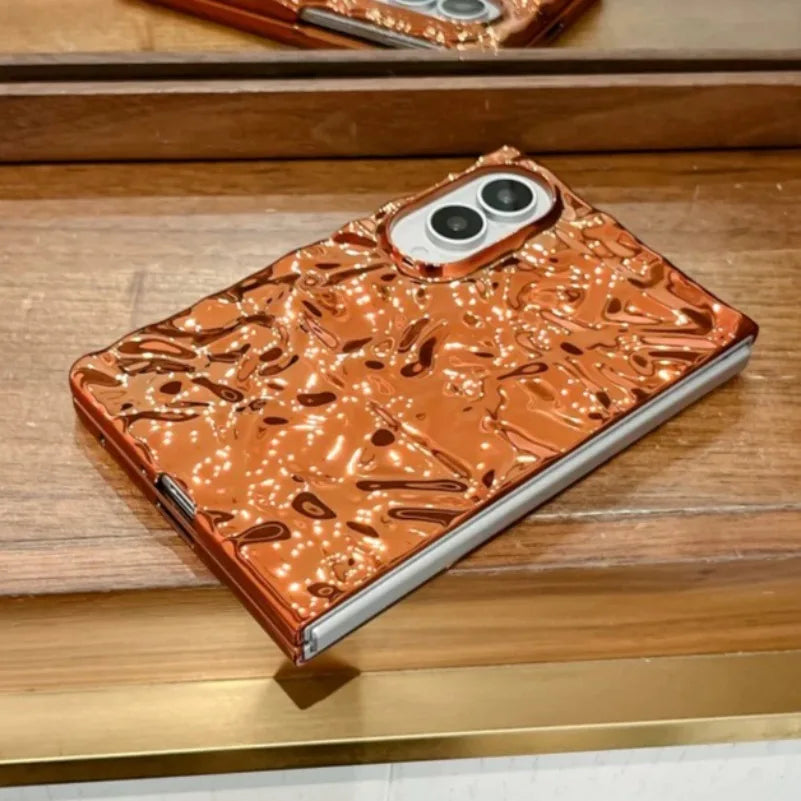 Unique Water Ripple Wrinkles Plating Case For Samsung Z Fold 8 Ultra Fold8 Wide Galaxy Z Fold 7 6 5 4 Slim Mat Shockproor Cover
