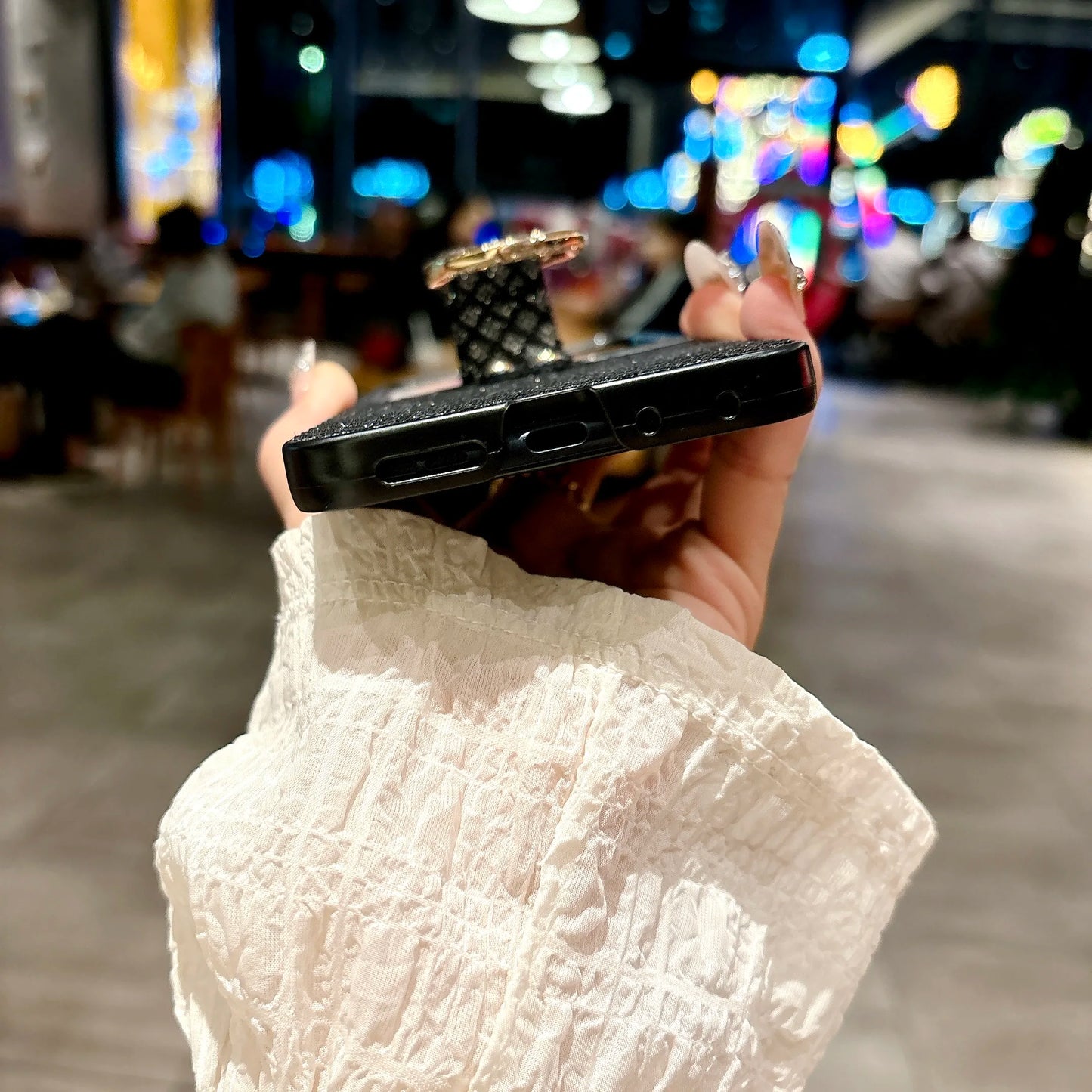 Luxury Glitter Metal Ring Leather Plastic Folding Case For Motorola Razr50 Razr 50 Cover