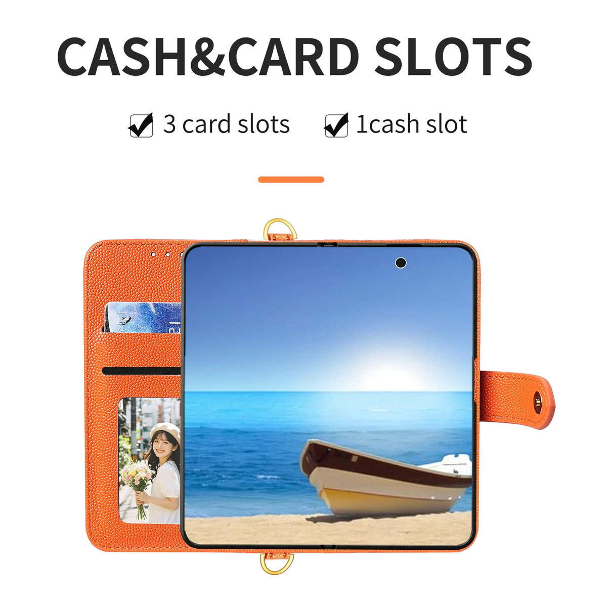 Crossbody Long Lanyard Zipper Cards Solt Wallet Leather Case for Samsung Galaxy Z Fold8 Fold 8 Wide Shockproof Book Stand Cover