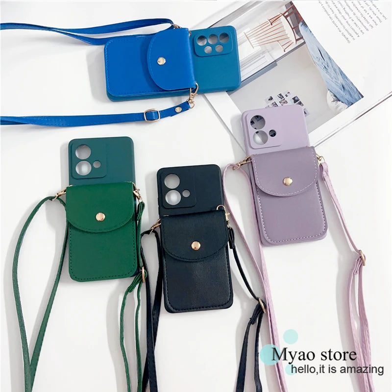 Trendy Leather Wallet Crossbody Strap Phone Case For Motorola Moto edge 40 Neo 30 Lite 50 Pro Cover Necklace Lanyard Cord Bag