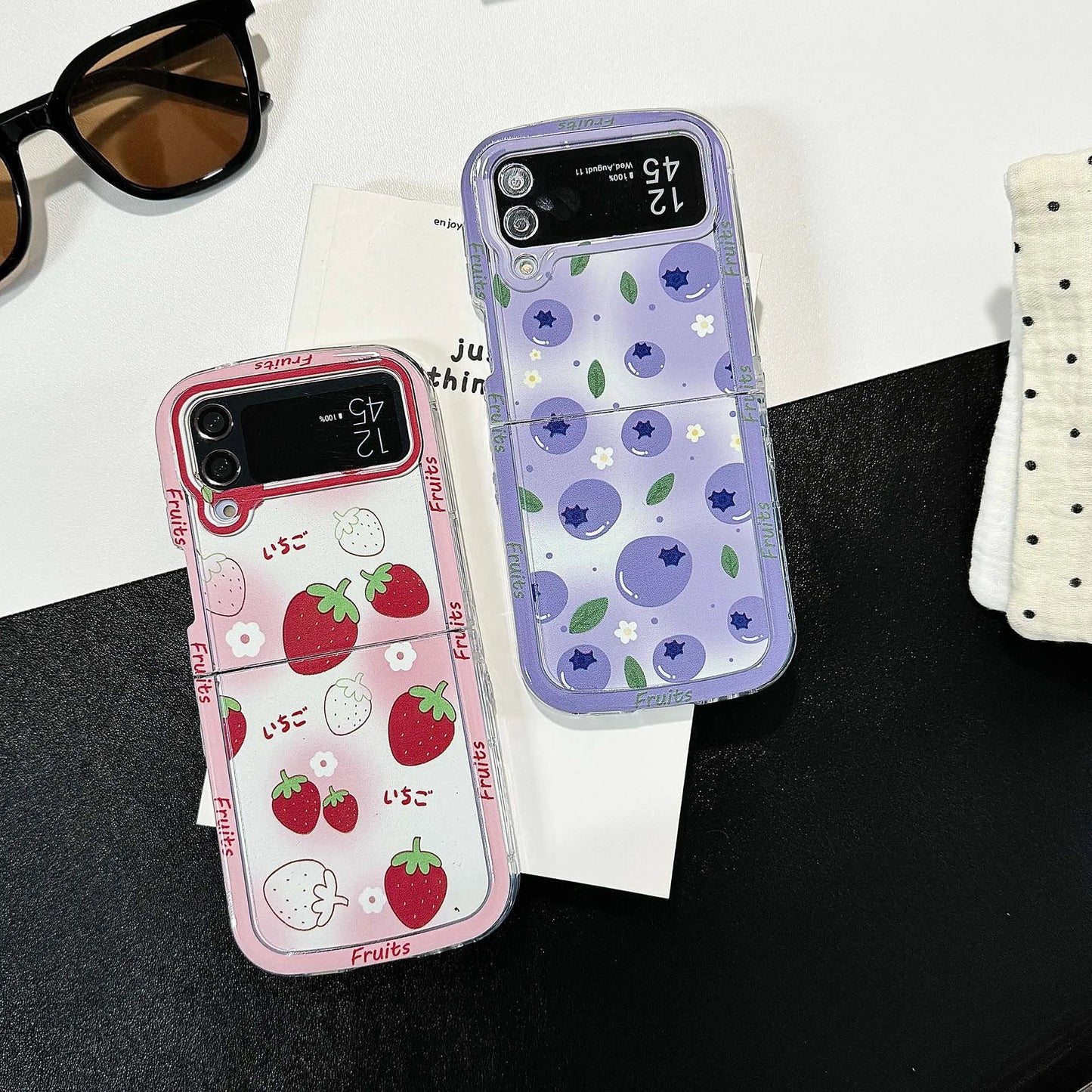 Blueberries Strawberries for Samsung Galaxy Z Flip 7 6 5 4 Protective Back Cover for ZFlip5 ZFlip6 ZFlip7 Case Shell