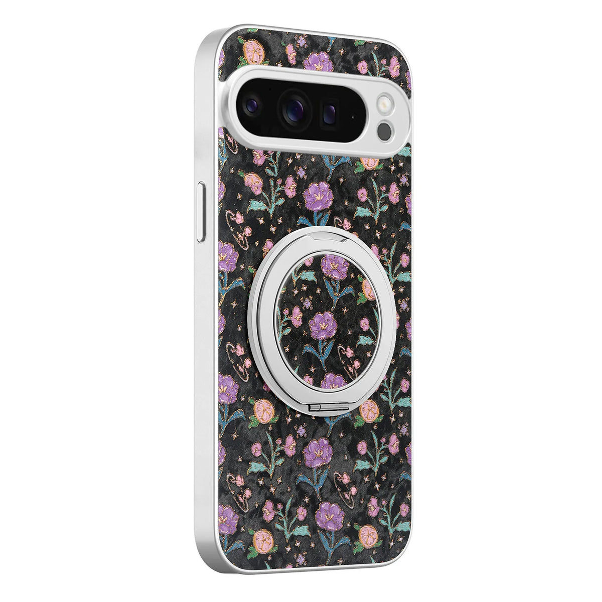 360 Rotating Magnetic Bracket Plant Flower Leather Phone Case for For Google Pixel 11 PRO/PRO-XL/10/9 A PRO XL Kickstand Cover