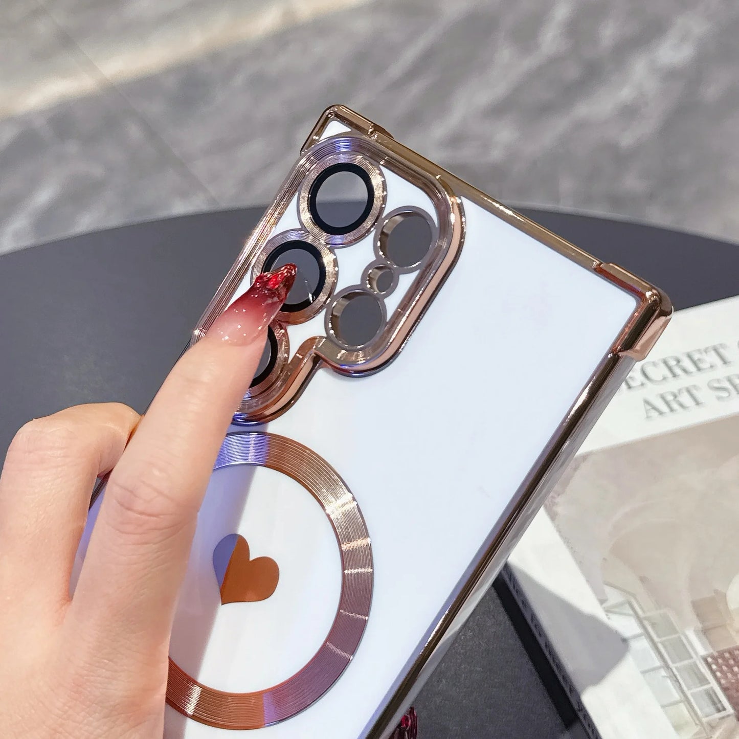 Lovely Heart Phone Case For Samsung Galaxy S26 Ultra Magnetic Wireless Charging Phone Cover For Samsung S25 Ultra S24Ultra Shell