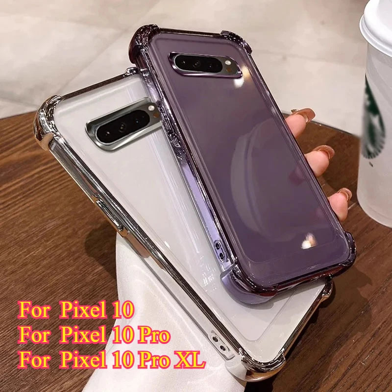 For Google Pixel 10 Pro XL 9A Lens Protection Plating Transparent Silicone Airbag Shockproof Cover Bumper For Pixel 9 Pro XL