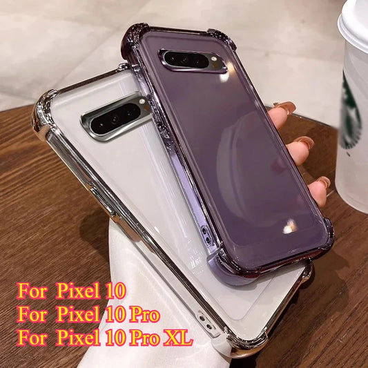 For Google Pixel 10 Pro XL 9A Lens Protection Plating Transparent Silicone Airbag Shockproof Cover Bumper For Pixel 9 Pro XL