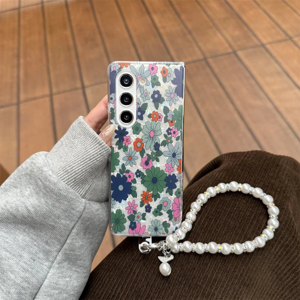 for Samsung Galaxy Z Fold 7 5G Hard PC Phone Case Floral Shell for Z Fold 7 6 5 4 3 Drop-Proof Protective Cover