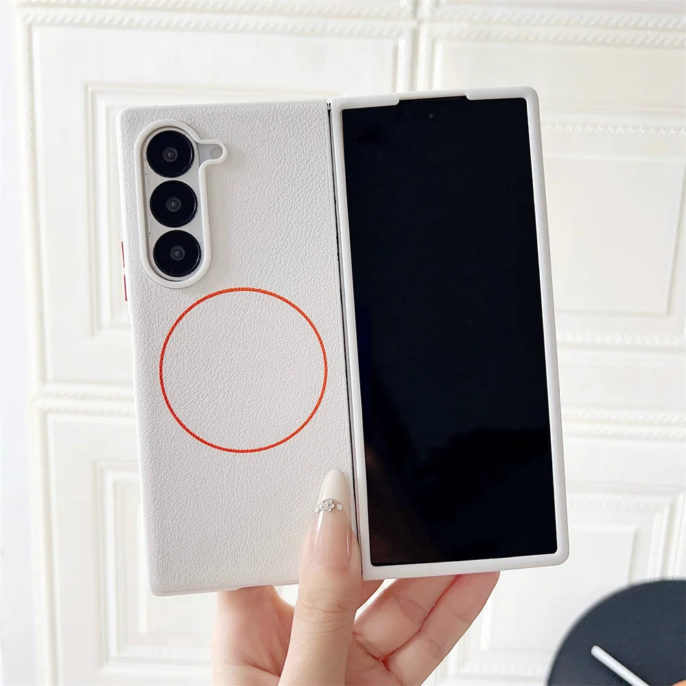 Magnetic Phone Case for Samsung Galaxy Z Fold 7 6 5 Fold7 Fold6 Fold5 5G Shockproof Hard PU Leather Cover