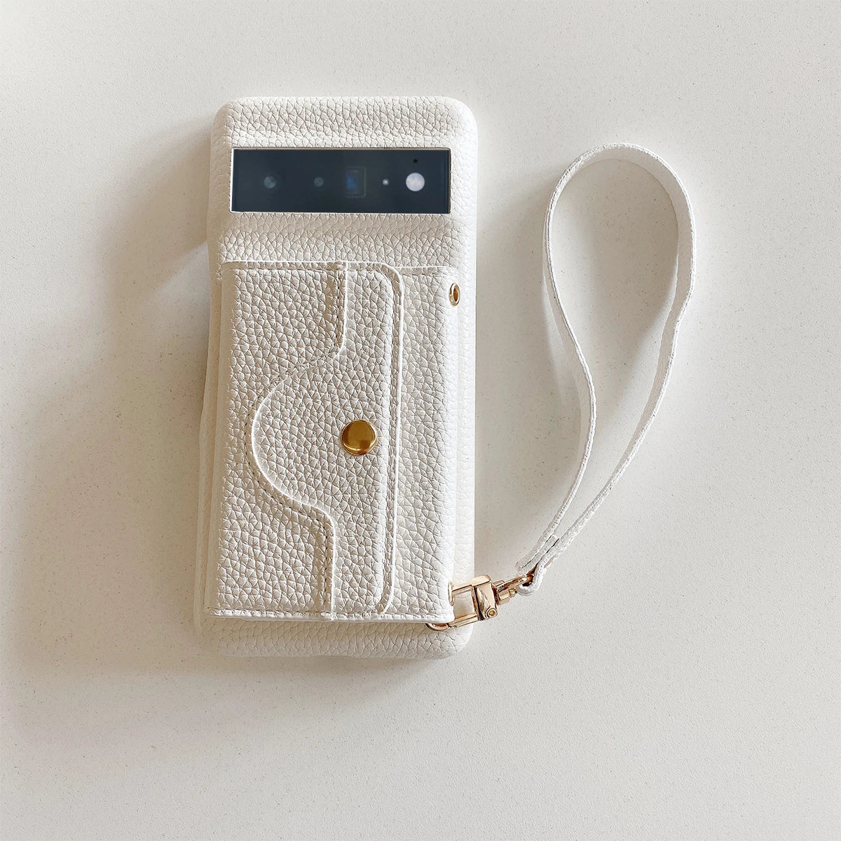 Luxury Litchi Peel Pattern PU Leather Case For Google Pixel 8 7 6 Pro 4 XL Small Mirror Card Holder Lanyard Wallet Cover