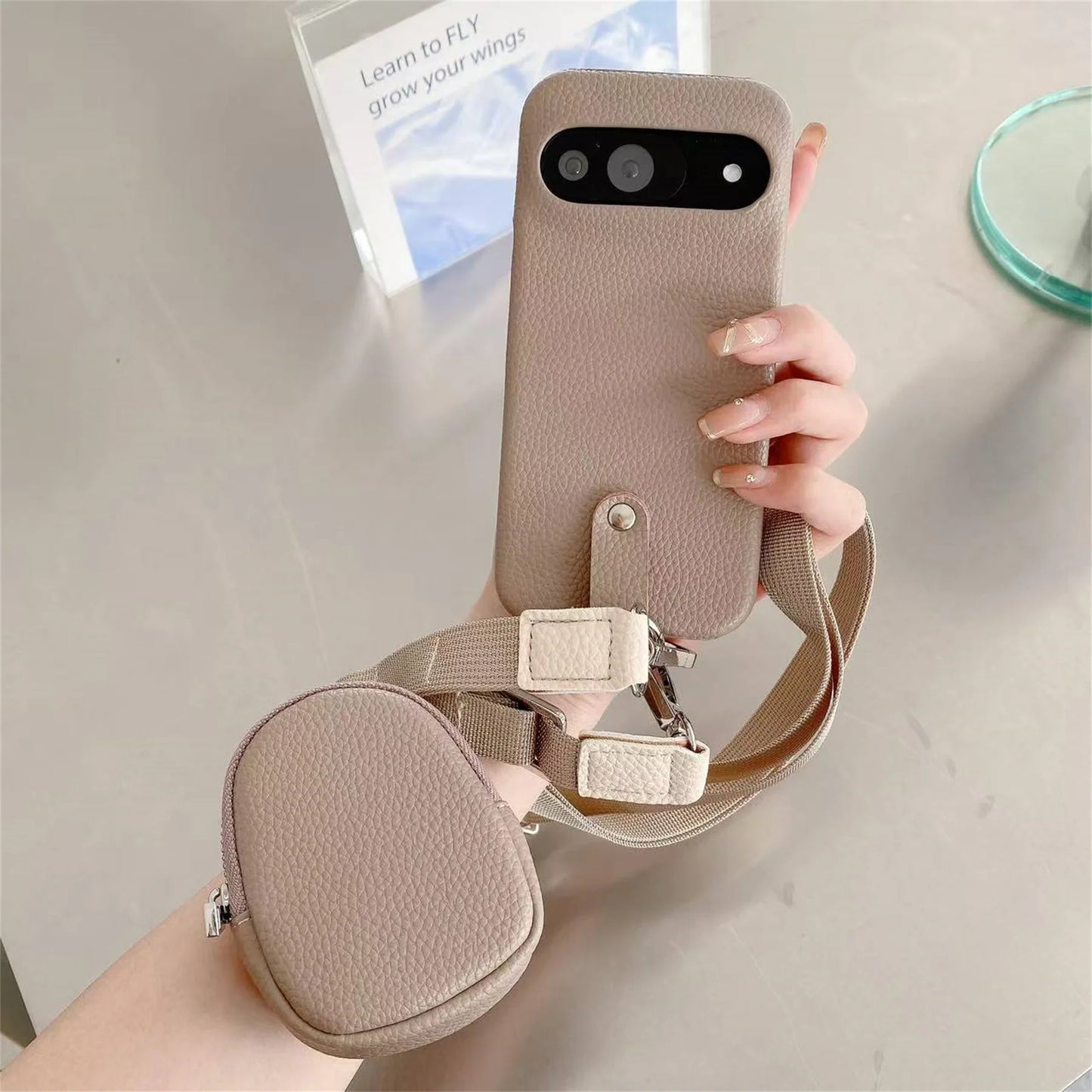 Korean Luxury Lychee Pattern Candy Color Case With Crossbody Lanyard Coin Purse For Google Pixel 9 8 7 Pro XL 8A 7A 9XL Cover