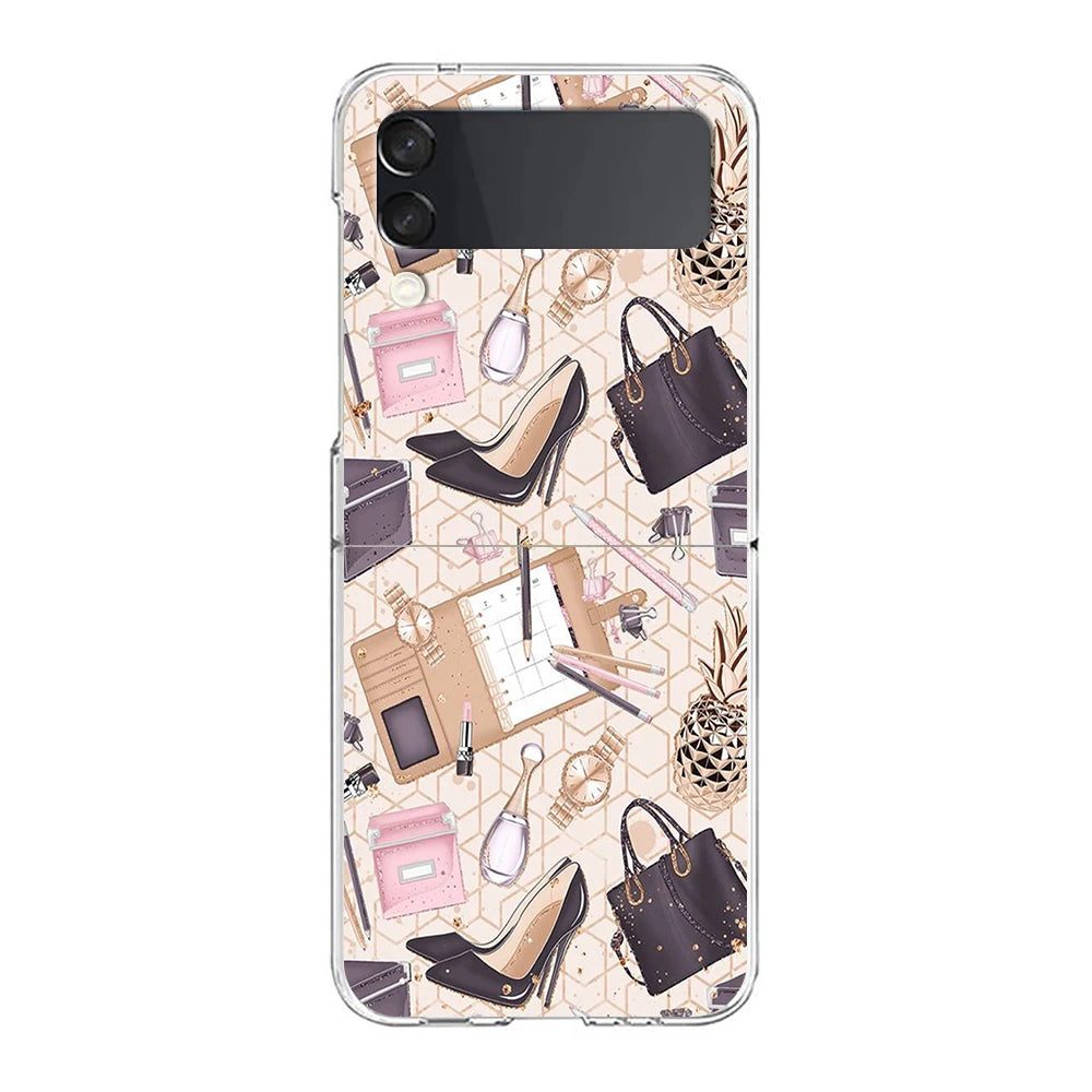 Fashion Girl Pumps Phone Case For Samsung Galaxy Z Flip 7 6 5 4 3 For Samsung Flip7 Flip6 Flip5 Shockproof Hard Folding Cover