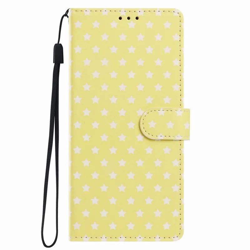 Cute Stars Leather Case For Motorola Moto G8 Edge 50 Pro 40 Neo 60 Fusion 70 Stylus One Action ThinkPhone 25 Wallet Phone Cover