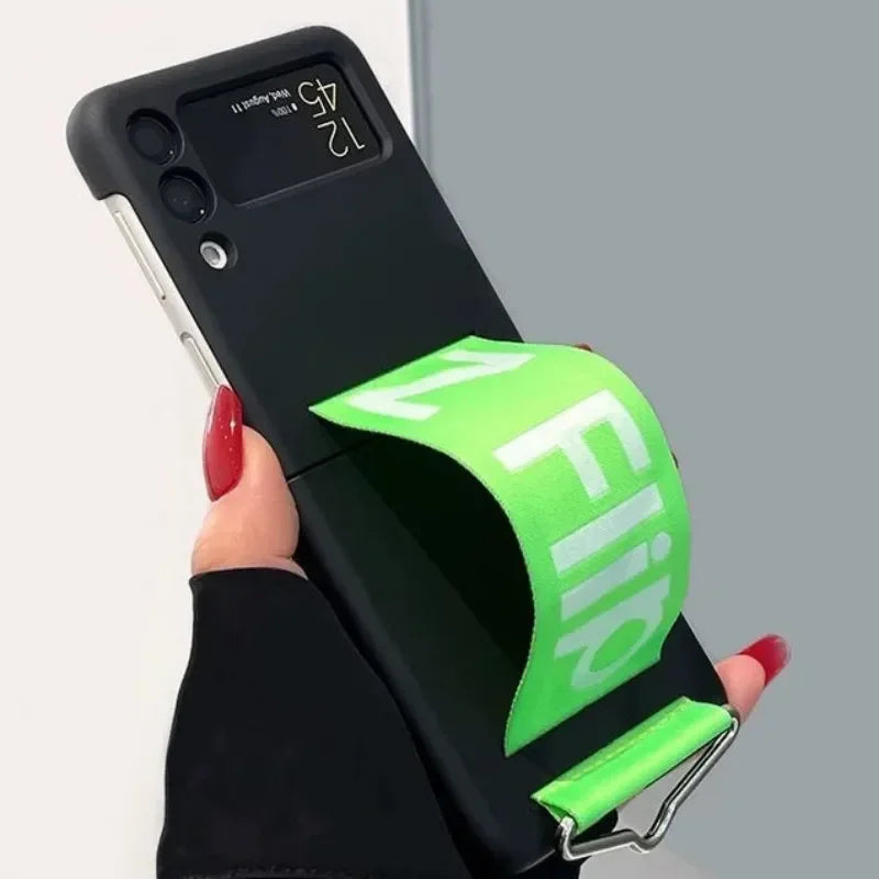 Z flip 6 7 Case Luxury Wristband For Samsung Galaxy Z Flip 7 4 5 3 6 Wrist Strap Hard Shockproof Flip4 Flip6 Zflip5 Z6 Z7 Cover