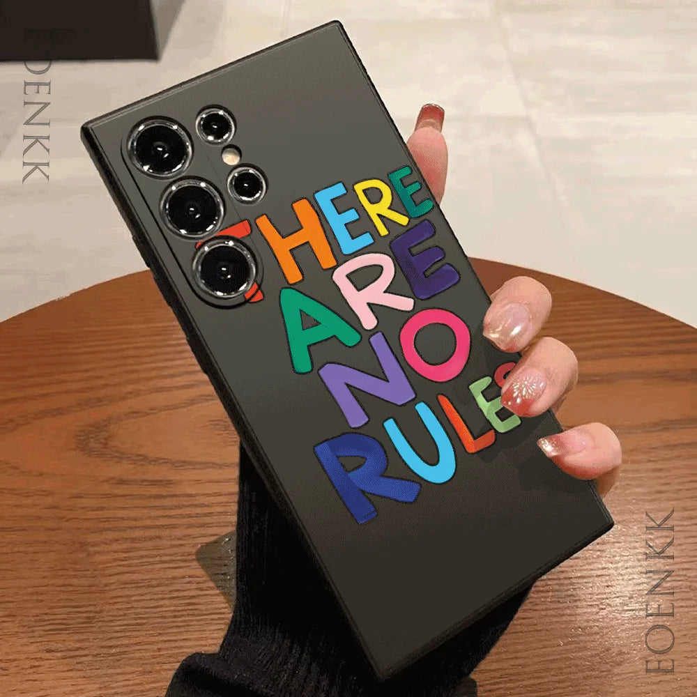 Simple Letters Silicone Case For Samsung Galaxy S25 S24 S23 S22 S21 Ultra FE A35/A54/A55/A34 5G Note 10/20 Plus Anti-Slip Cover