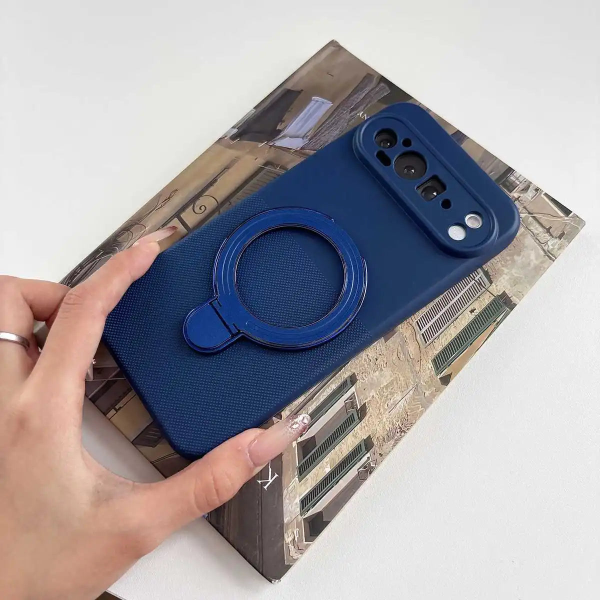 Polka Dot Silicone Holder Stand Ring Phone Case for Google Pixel 10 6 7 8 9 10 Pro 10A 9A 8A 7A 6A Pixel 9 Pro XL 5G Soft Cover