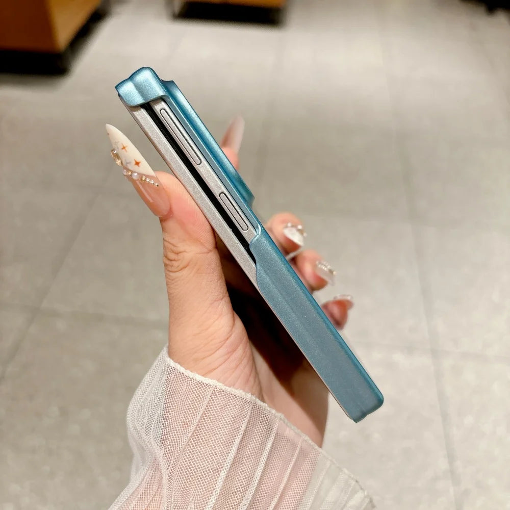 Z Fold8 Metallic Paint Hinge Skin Feel Phone Case For Samsung Galaxy Z Fold8 Ultra 7 6 5 4 Dual-axis Shockproof Bumper PC Cover