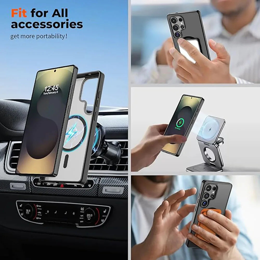For Magsafe Translucent Phone Cases For Samsung Galaxy S26 S25 S24 S23 S22 Ultra Plus Case Magnetic Wireless Charging Cover