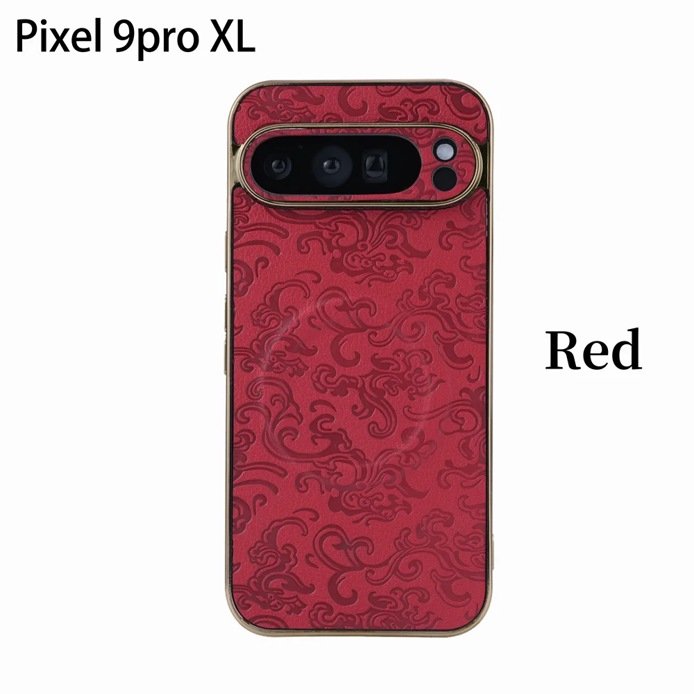Luxury Advanced Texture Pattern Leather Phone Case For Google Pixel 9Pro 9 Pro XL Plating Protective Cover For Pixel 8 8A 8 Pro