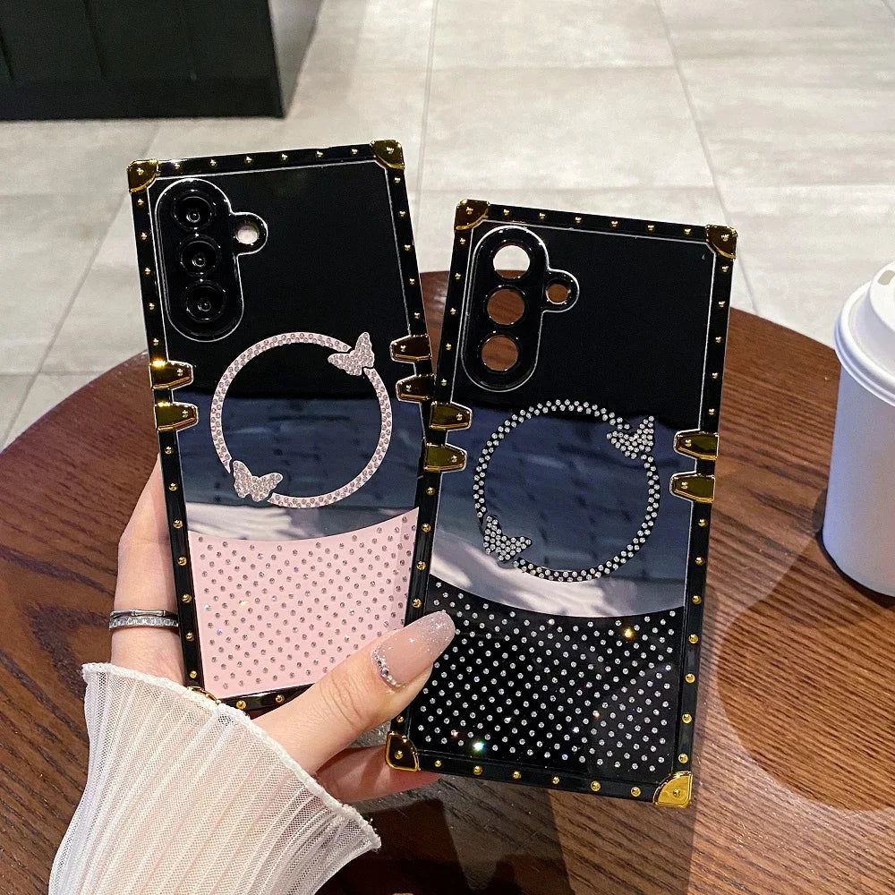 For Samsung Galaxy A56 A55 A54 A53 A36 A35 A34 A26 A25 A24 A16 S25 S24 S23 Phone Case Glitter Diamond Butterfly Shockproof Cover