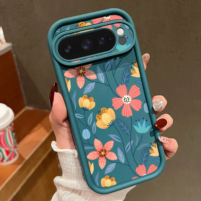 Shockproof Colorful Flower Soft TPU Case For Google Pixel 8 Pro 8A 7A Pixel 9 Pro XL Solid Color Phone Cover For Pixel 8 9 7 Pro