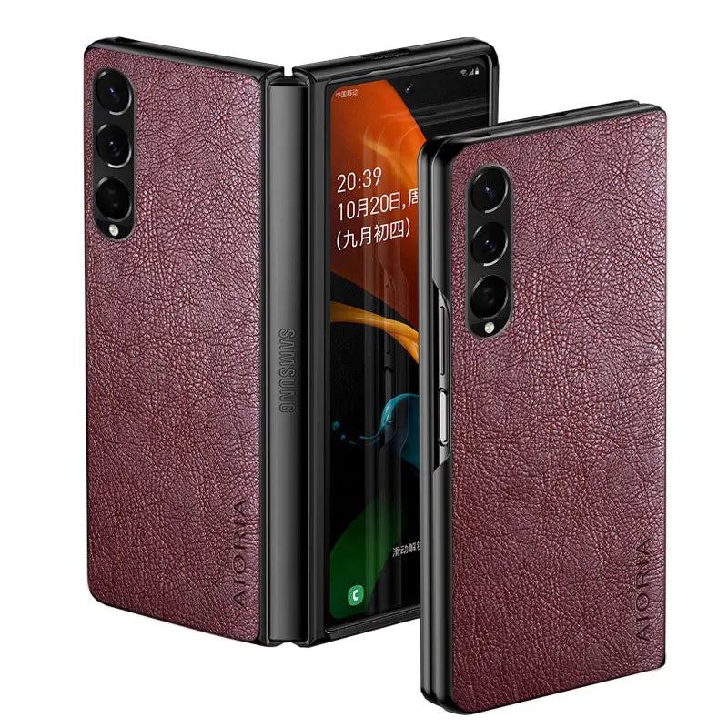 Case For Samsung Galaxy Z Fold 7 6 5 4 3 5G Premium Retro Litchi Leather Pattern Cover for Galaxy Z Fold 7 business style case