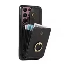 For Samsung Galaxy S25 24 23 22 Ultra/Note 10/20 Ultra/S20 FE/S10 Case Wallet with Card Holder, 360°Rotation Finger Ring Holder