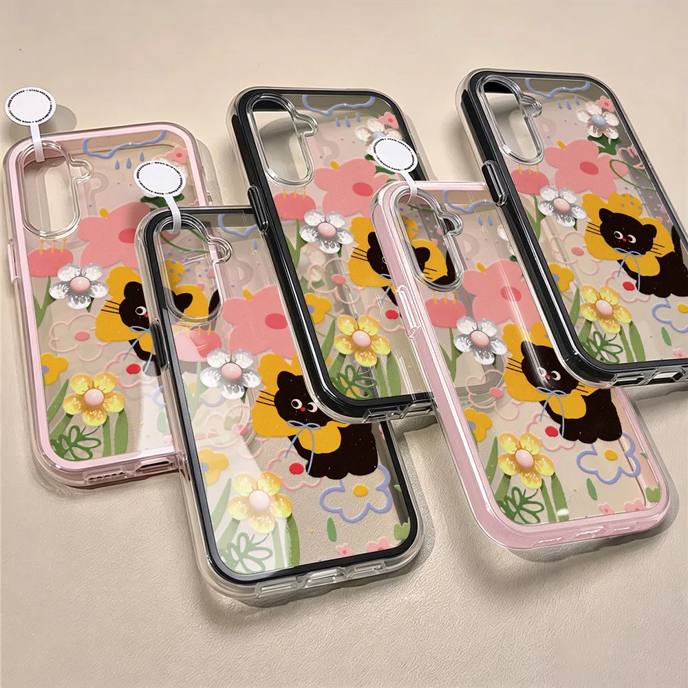 Flower 2 IN 1 Clear Case For Samsung A57 5G Funda Galaxy A56 A37 A36 A35 A55 S26 S25 S23 S22 Ultra S24 Plus A15 A16 A17 A53 A54