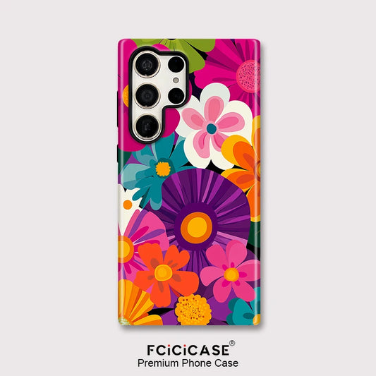 Fcicicase A56 5G Colorful Flower Phone Case For Samsung Galaxy S24 Plus S25 Ultra S23+ S20 FE A16 A26 A36 Matte Acrylic Cover