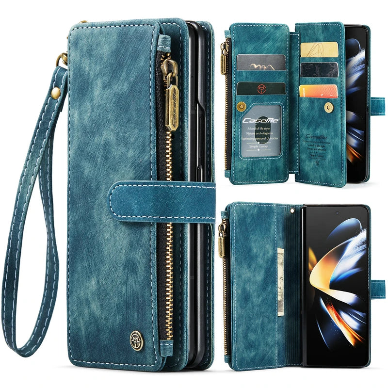 Busniess Zipper Wallet Case For Samsung Z Fold 5 4 3 phone case For samsung S23 Ultra S22 Plus S21 FE S20 12 A13 A53 A54 5g case