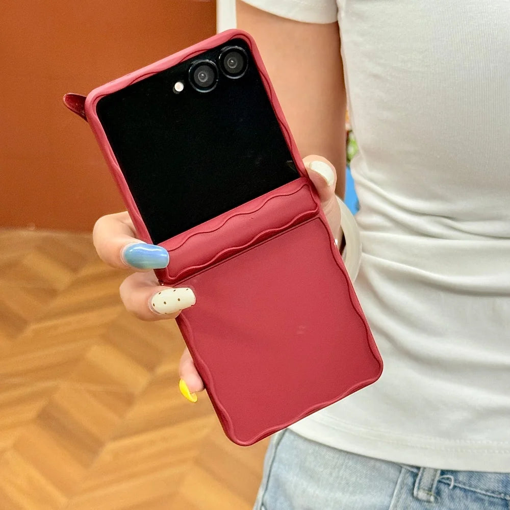 Luxury Matte Candy Color Wave Case for Samsung Galaxy Z Flip 7 6 5 Zflip Ultra Slim Shockproof Frosted Cover for Samsung Flip7