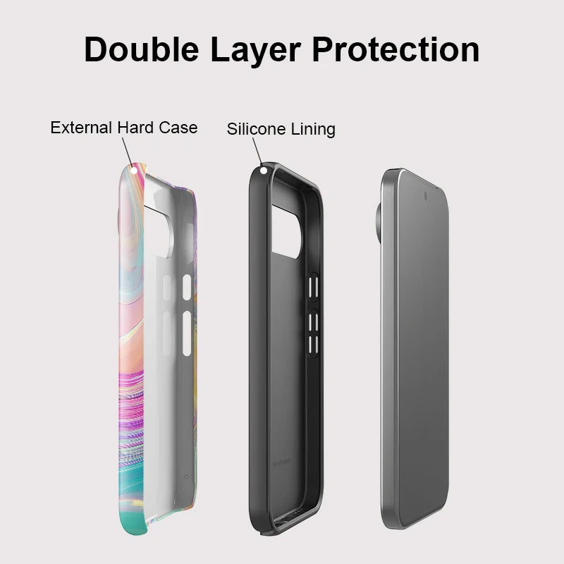 Fcicicase 2 in 1 Dual Layer Phone Case For Google Pixel 9 10 Pro XL 10A 7A 8A 10 9 Pro Colorful Stripe Lines Print Back Cover