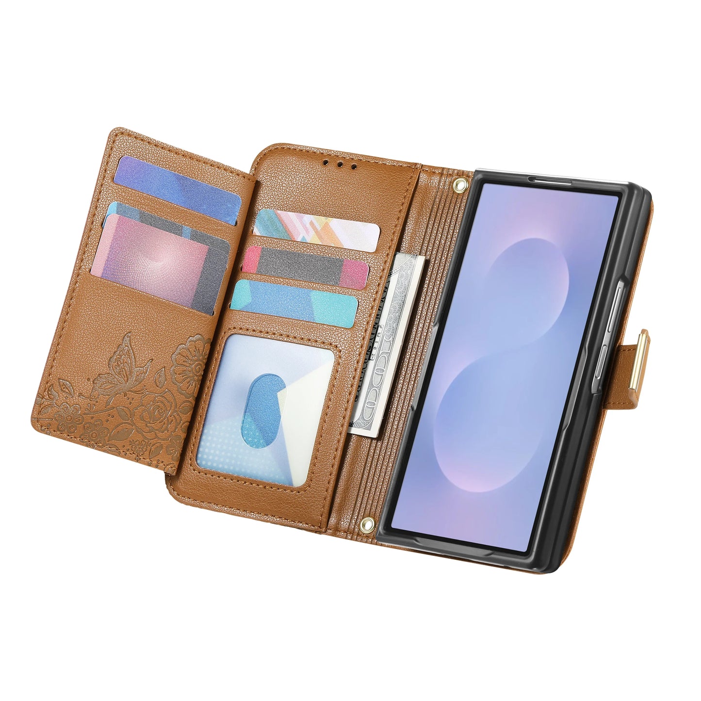 For Samsung Galaxy Z Fold 8 Ultra 5G Case Luxury Leather Zipper Crossbody Flip Wallet Card Slot Bracket Shockproof Back Cover