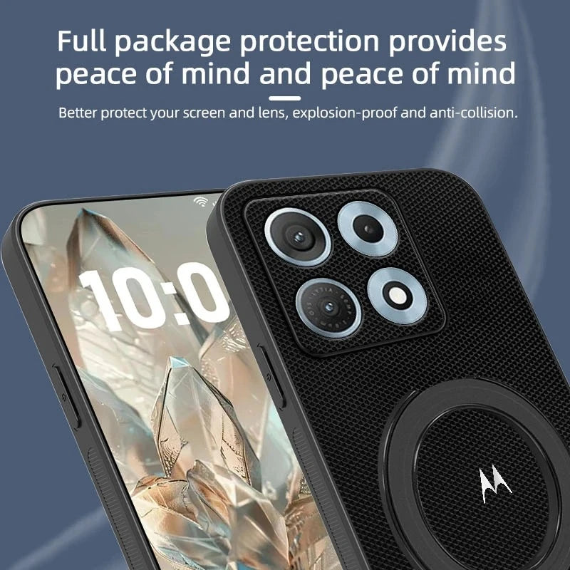 Business Diamond Texture PU Leather Case For Motorola Edge 70 Max Pro 70 Fusion Moto Signature 60 Fusion Rotable Bracket Cover