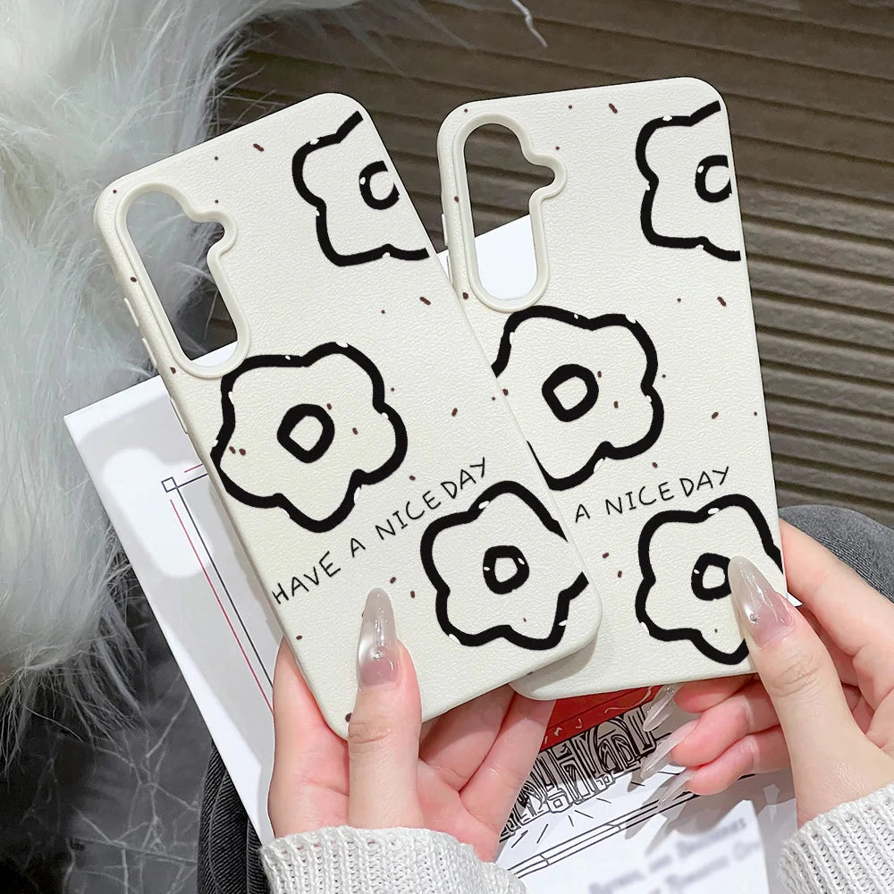 Flower Lichee Pattern Phone Case For Samsung Galaxy A56 5G A16 A17 A55 A36 A53 A35 A06 A07 A26 A34 S25 Ultra S24 FE S23 Cover