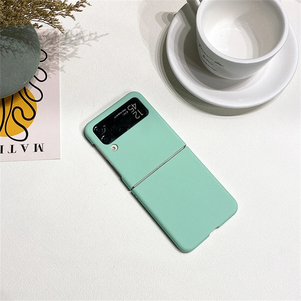 Candy Color Frosting PC Case For Samsung Galaxy Z Flip 6 5GFor Z Flip5 Flip3 Flip4 Ultra Thin Solid Color Hard PC Back Cover