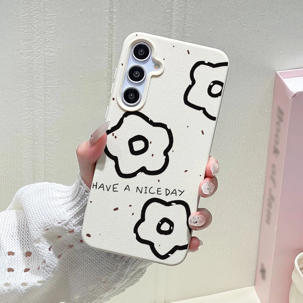 Flower Lichee Pattern Phone Case For Samsung Galaxy A56 5G A16 A17 A55 A36 A53 A35 A06 A07 A26 A34 S25 Ultra S24 FE S23 Cover