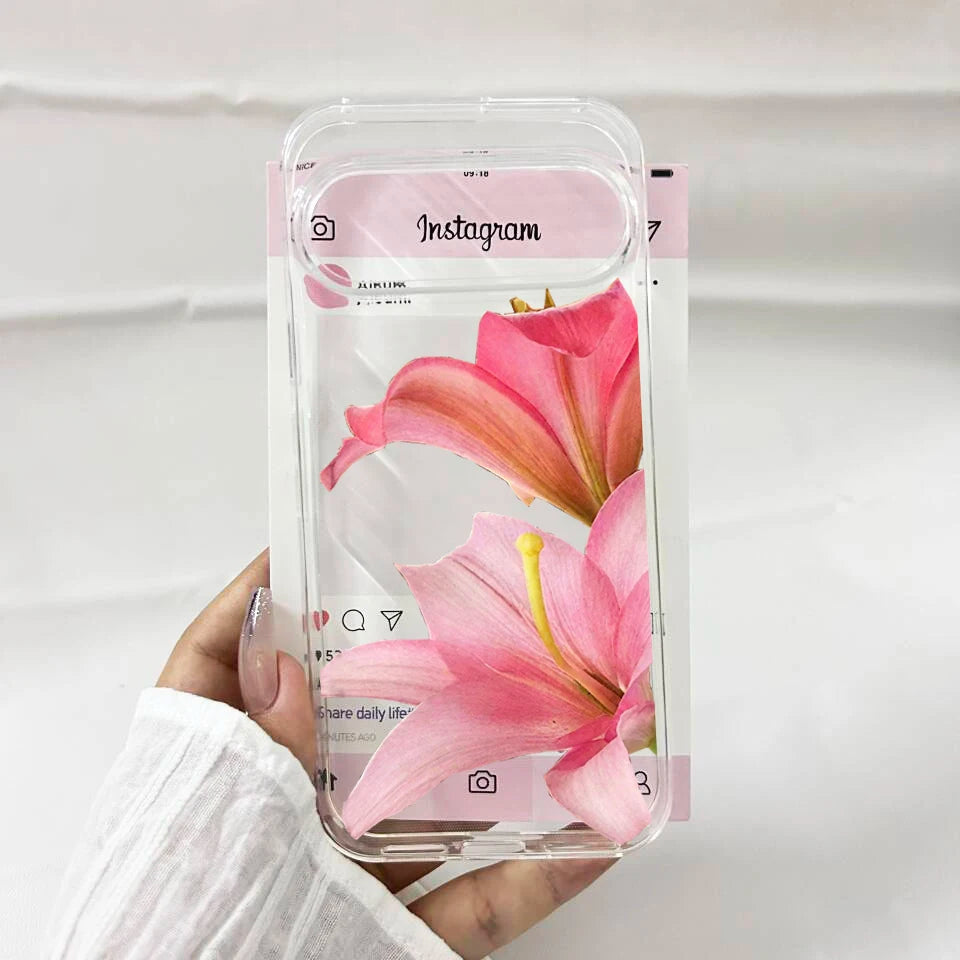 Pink Lily Flower Pattern Phone Case For Google Pixel 10 Pro XL 9 8A 9 8 Pro 7 6A 5G INS Cute Floral Clear Soft TPU Cover Fundas