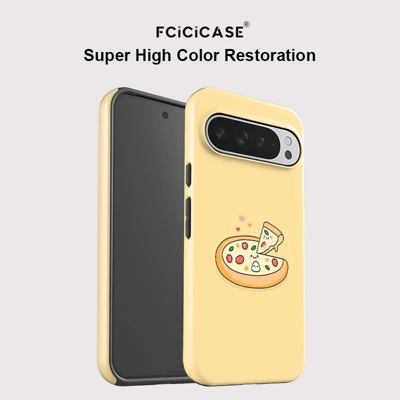 Fcicicase Matte Shockproof Phone Case For Google Pixel 10A  7A 8A 10 8 9 Pro 10 9 Pro XL Pizza Pattern Anti-knock Back Cover