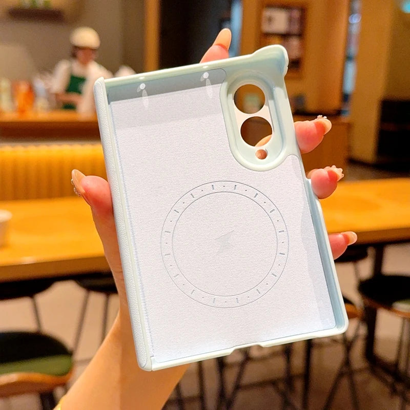 For Samsung Galaxy Z Fold 8 Case Hard PU Skin Magnetic MagSafe Protective Back Cover Case For Z Fold 8 8Ultra Phone Shell