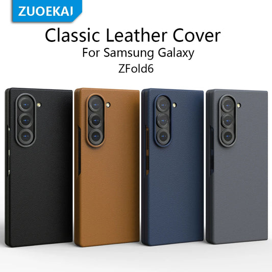 For Samsung Galaxy ZFold 6 ZFold6 Case Z Fold6 SkinFriendly leather phone case shockproof Luxury feeling Solid color Full Cover